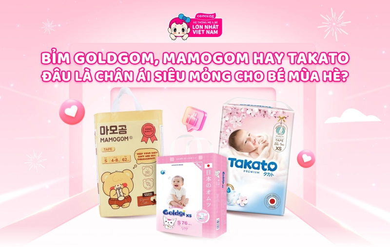 Bỉm Goldgi, Mamogom hay Takato: Đâu là chân ái siêu mỏng cho bé dùng trong mùa hè nóng ẩm?