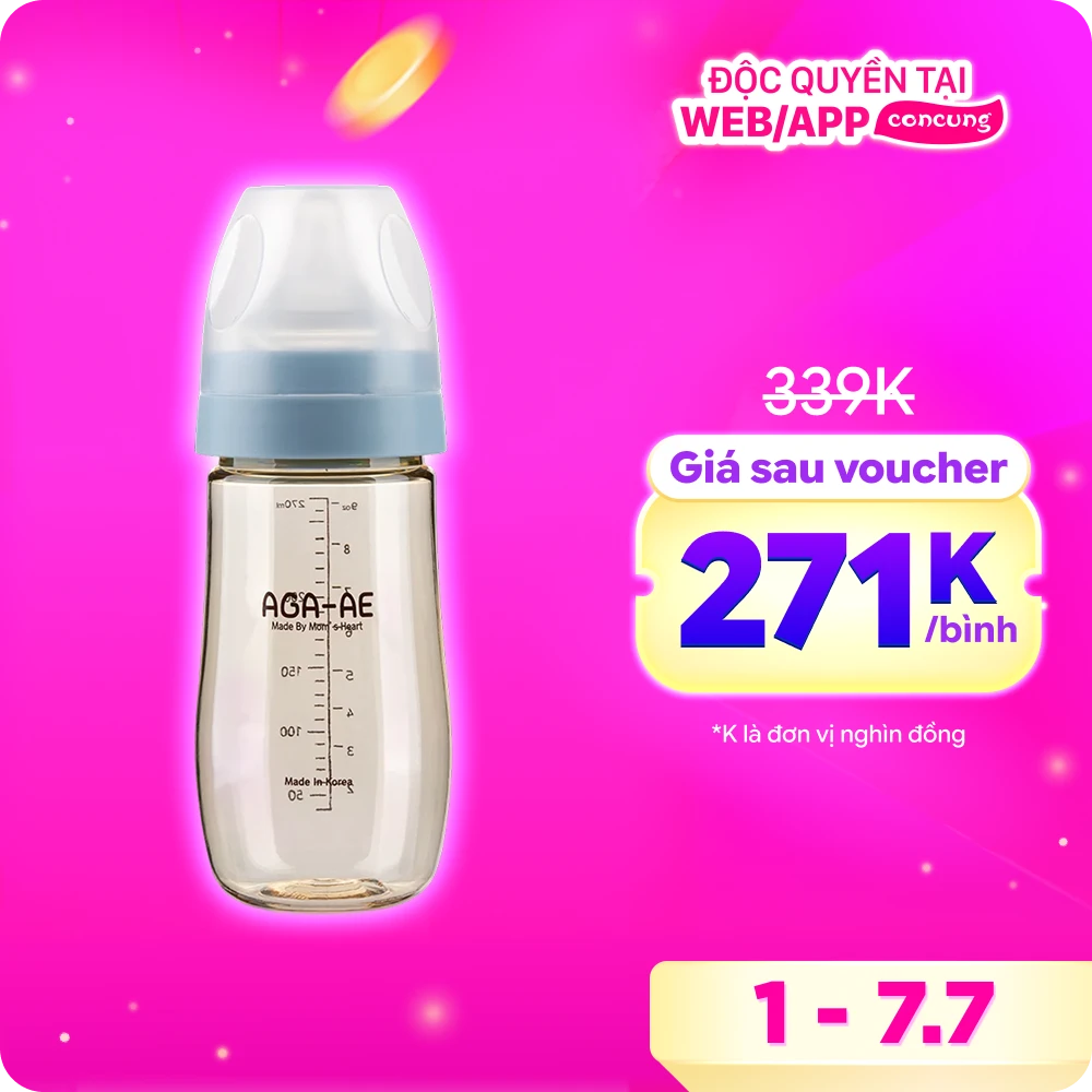 Bình sữa PPSU Aga-ae 270ml (xanh)