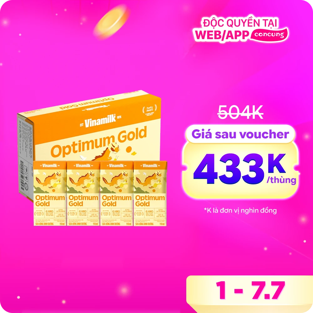 Thùng Sữa uống dinh dưỡng Optimum Gold 110ml (Lốc 4 hộp) new