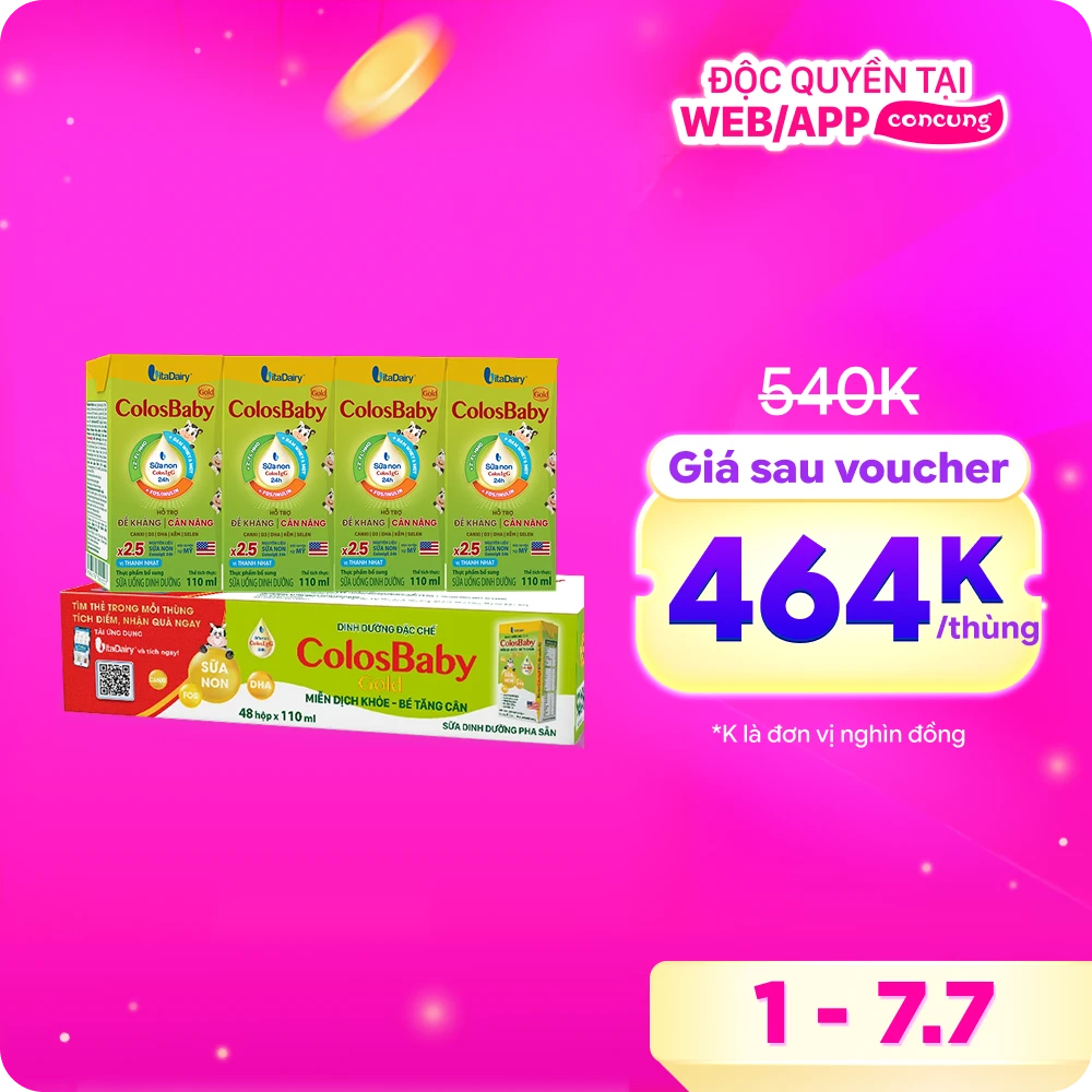 Thùng sữa uống dinh dưỡng Colosbaby 110ml, lốc 4 hộp (trên 1 tuổi)