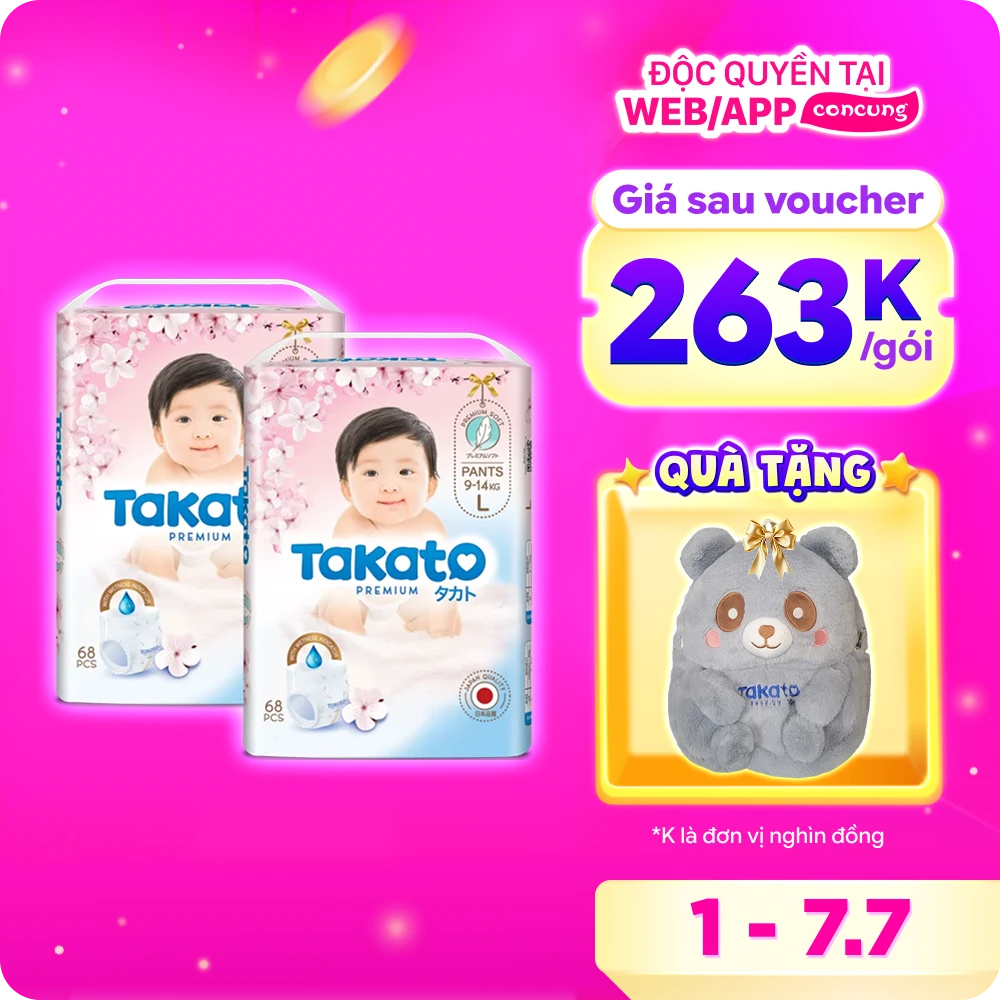 Tã quần Takato siêu mềm mại (L, 68 miếng)