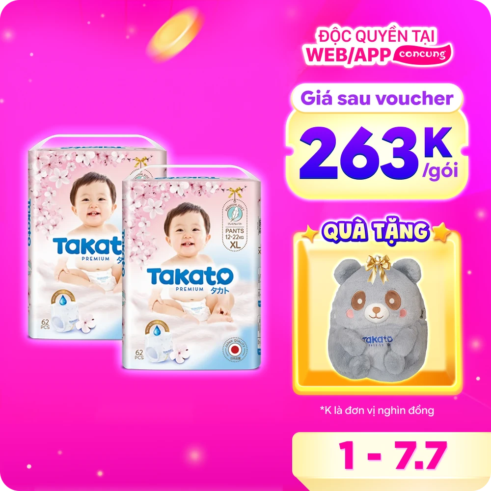 Tã quần Takato siêu mềm mại (XL, 62 miếng)