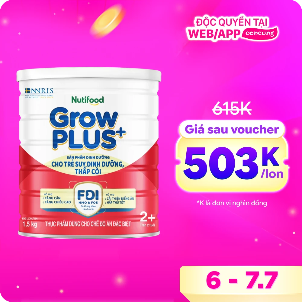 Sữa GrowPLUS+ Đỏ 2+ 1.5kg (Từ 2 tuổi) (giao bao bì ngẫu nhiên)