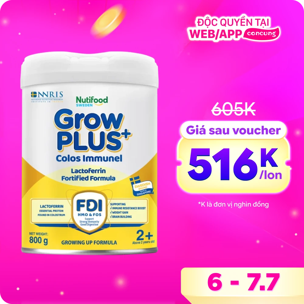 Sữa GrowPLUS+ Colos Immunel 2+, 800g ( trên 2 tuổi) (Giao bao bì ngẫu nhiên)