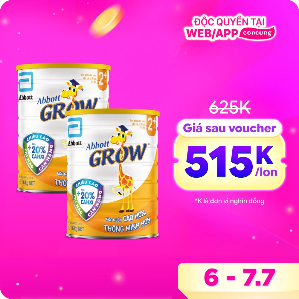Combo 2 Sữa Abbott Grow 2+ 1,6kg (trên 2 tuổi)