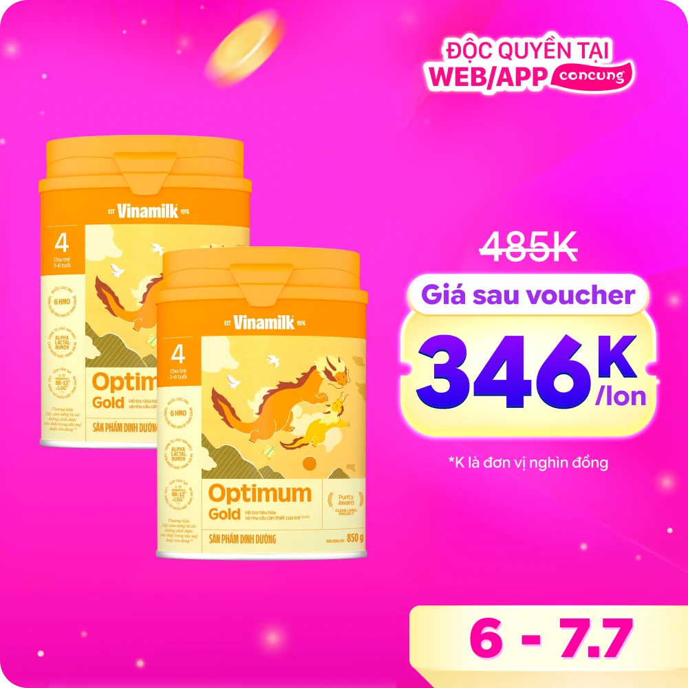 Combo 2 Sữa Vinamilk Optimum Gold 4 850g (2-6 tuổi)