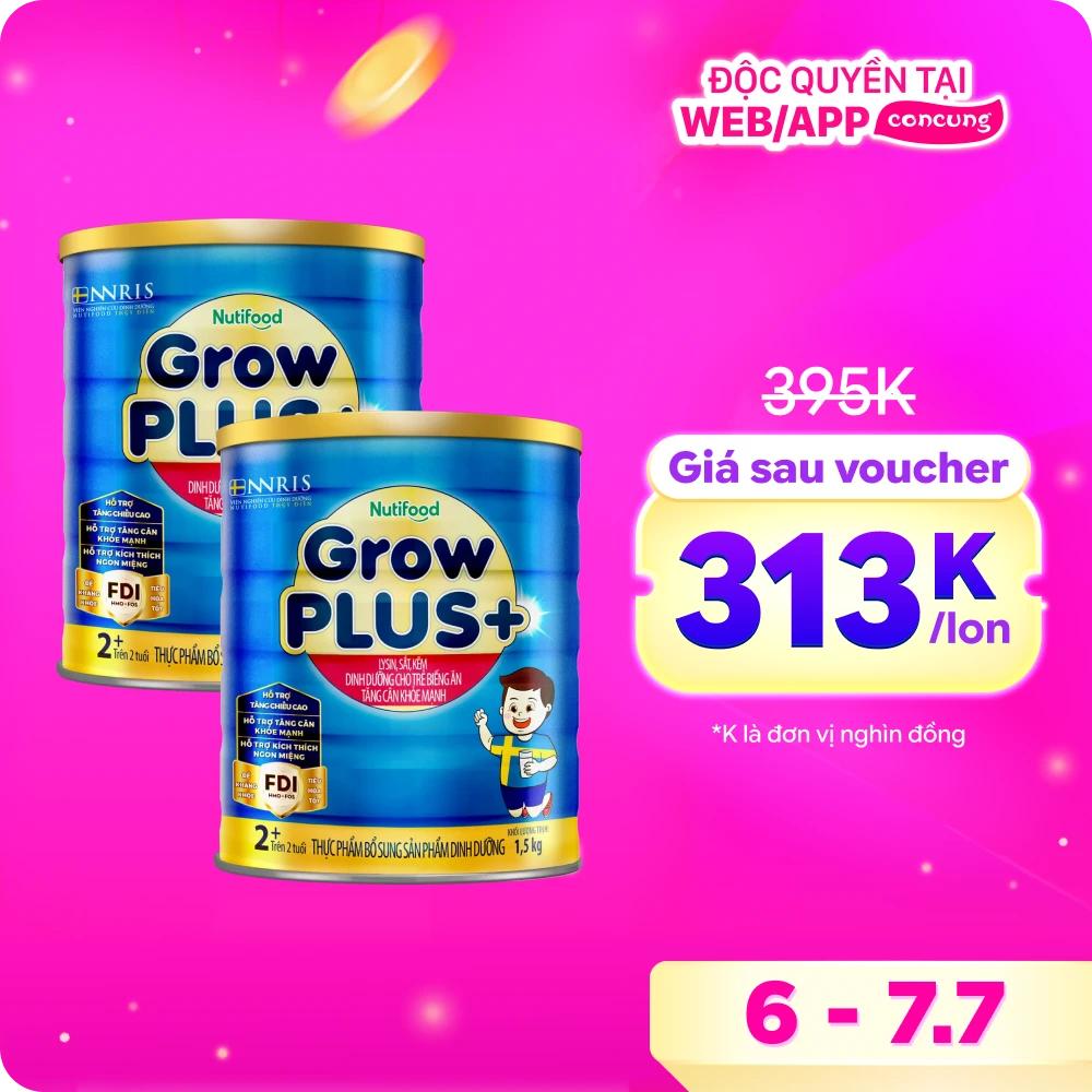 Combo 2 Sữa GrowPLUS+ Xanh 2+ tuổi, 1.5kg
