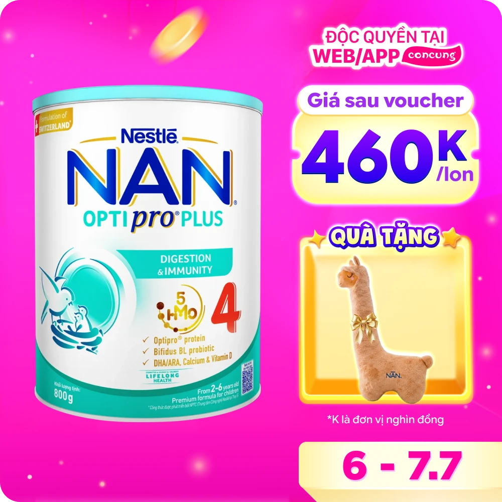 Sữa Nestle Nan Optipro Plus 4 800g (2-6 tuổi) (Giao bao bì ngẫu nhiên)