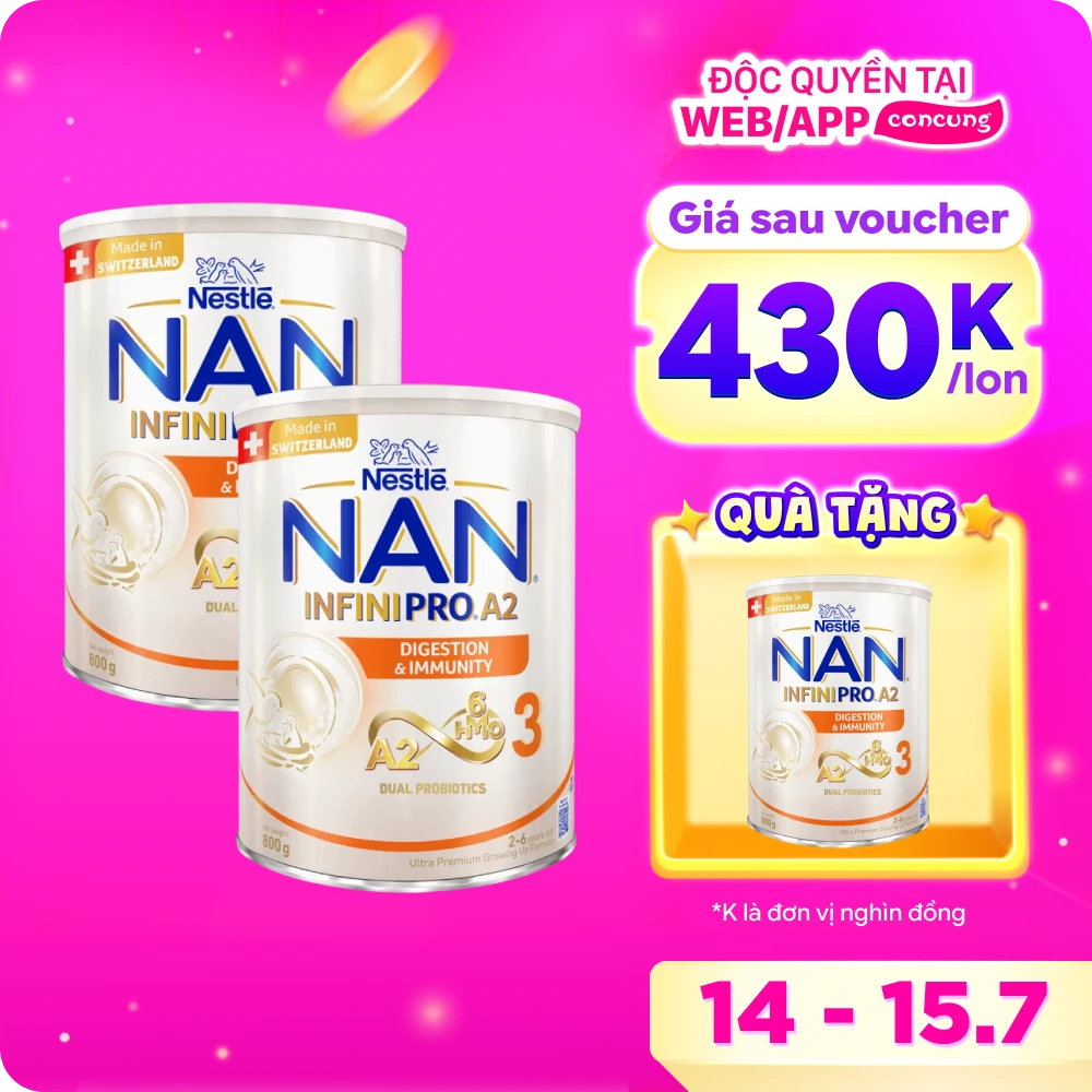 Sữa Nestlé NAN INFINIPRO A2 số 3 800g (6HMO) (2-6 tuổi)