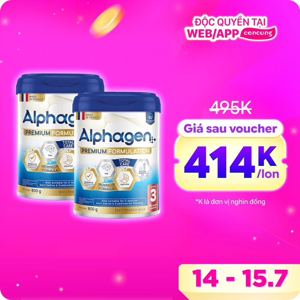 Sữa Alphagen Premium Formulation Total Care Growing Up Formula 800g (từ 24 tháng trở lên)
