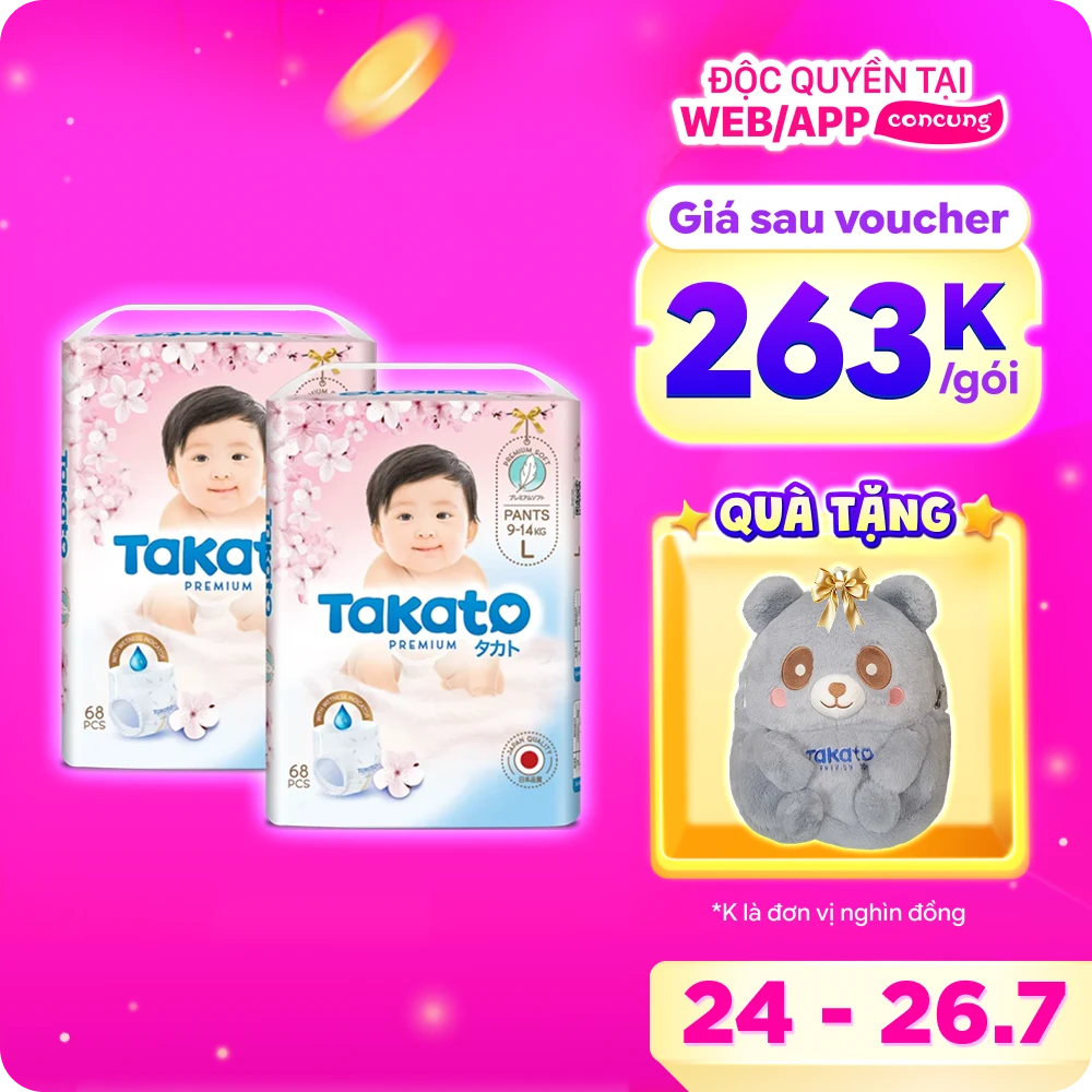 Tã quần Takato siêu mềm mại (L, 68 miếng)