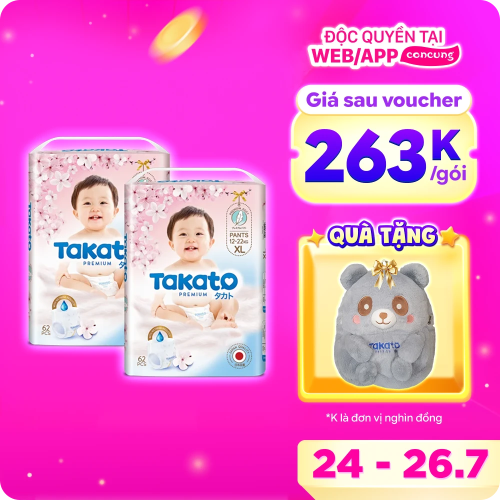 Tã quần Takato siêu mềm mại (XL, 62 miếng)