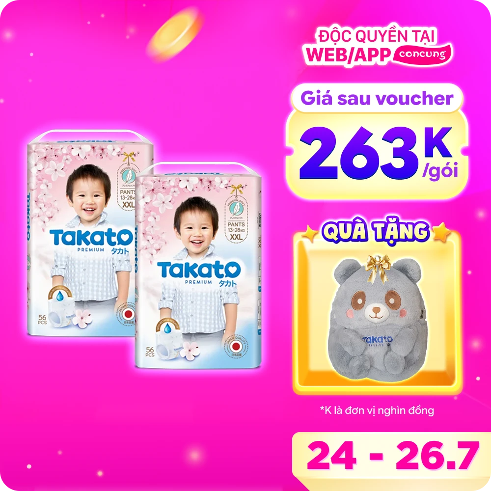 Tã quần Takato siêu mềm mại (XXL, 56 miếng)