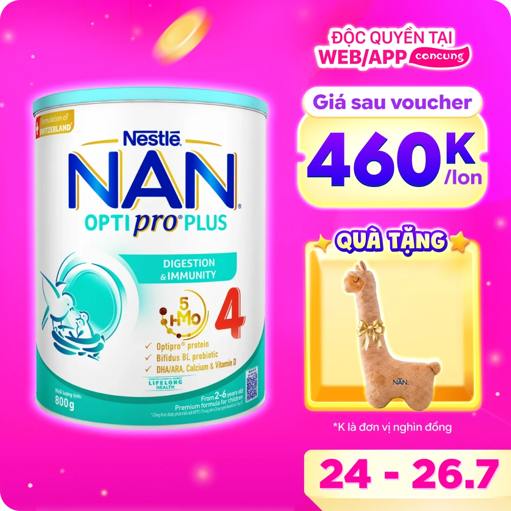 Sữa Nestle Nan Optipro Plus 4 800g (2-6 tuổi) (Giao bao bì ngẫu nhiên)