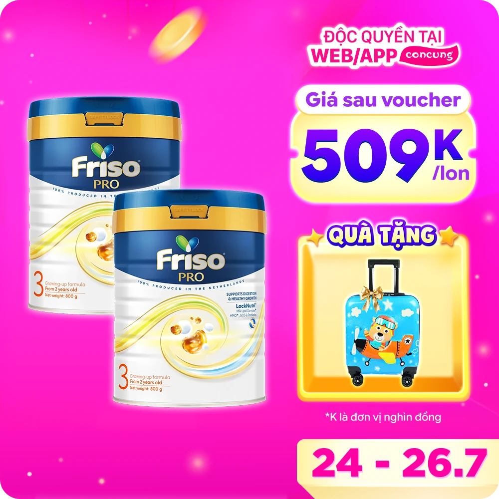 Combo 2 lon SPDDCT Friso Pro 3, 800g (trên 2 tuổi)
