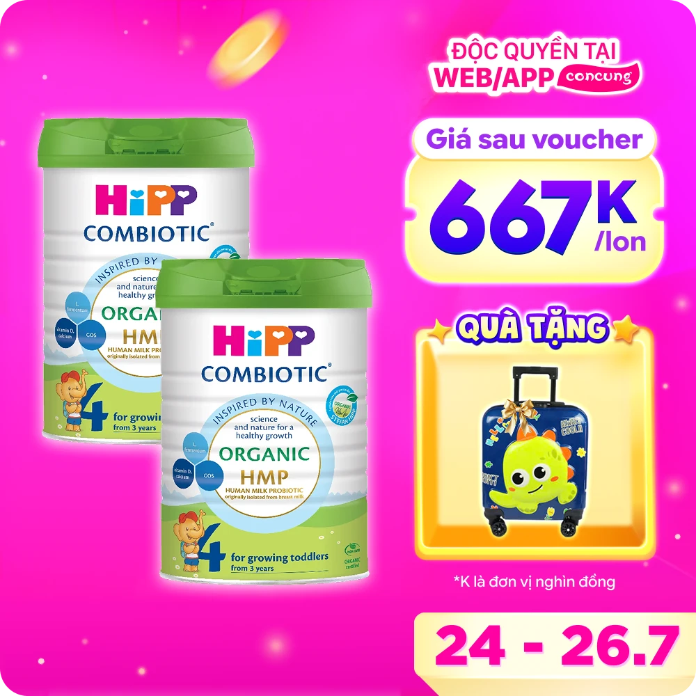 Combo 2 Sữa HiPP Organic Combiotic số 4 800g (từ 3 tuổi)