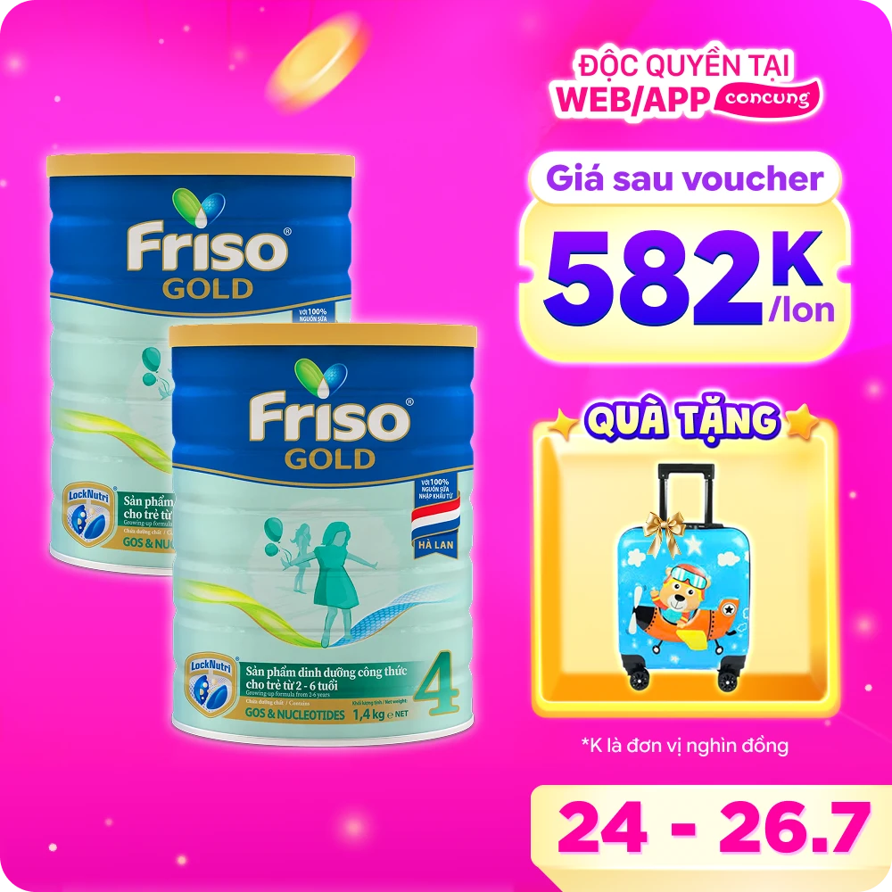 Combo 2 lon Friso Gold 4, 2 - 6 tuổi (1400gr)