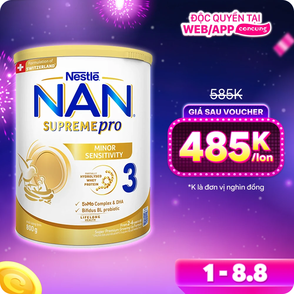 Sữa NAN SUPREME PRO số 3 800g (2-6 tuổi) (giao bao bì ngẫu nhiên)