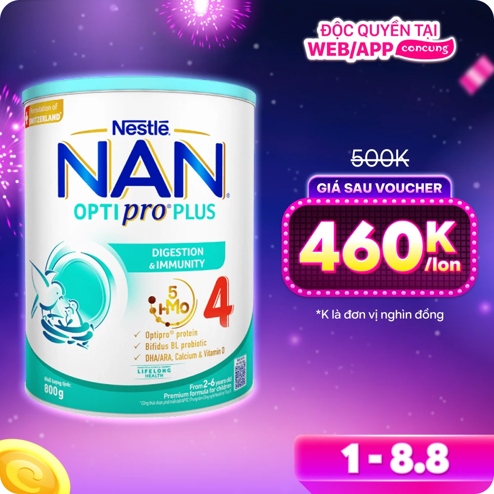 Sữa Nestle Nan Optipro Plus 4 800g (2-6 tuổi) (Giao bao bì ngẫu nhiên)