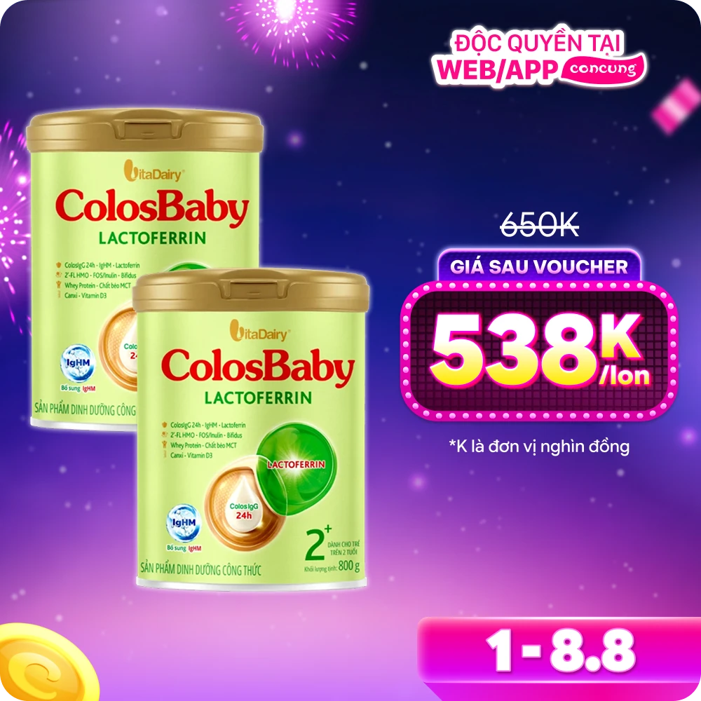 Combo 2 SPDD công thức ColosBaby Lactoferrin 2+ 800g