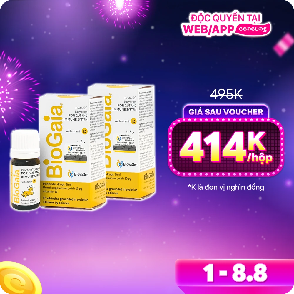 Combo 2 Thực phẩm bảo vệ sức khỏe BioGaia Protectis baby drops with vitamin D3