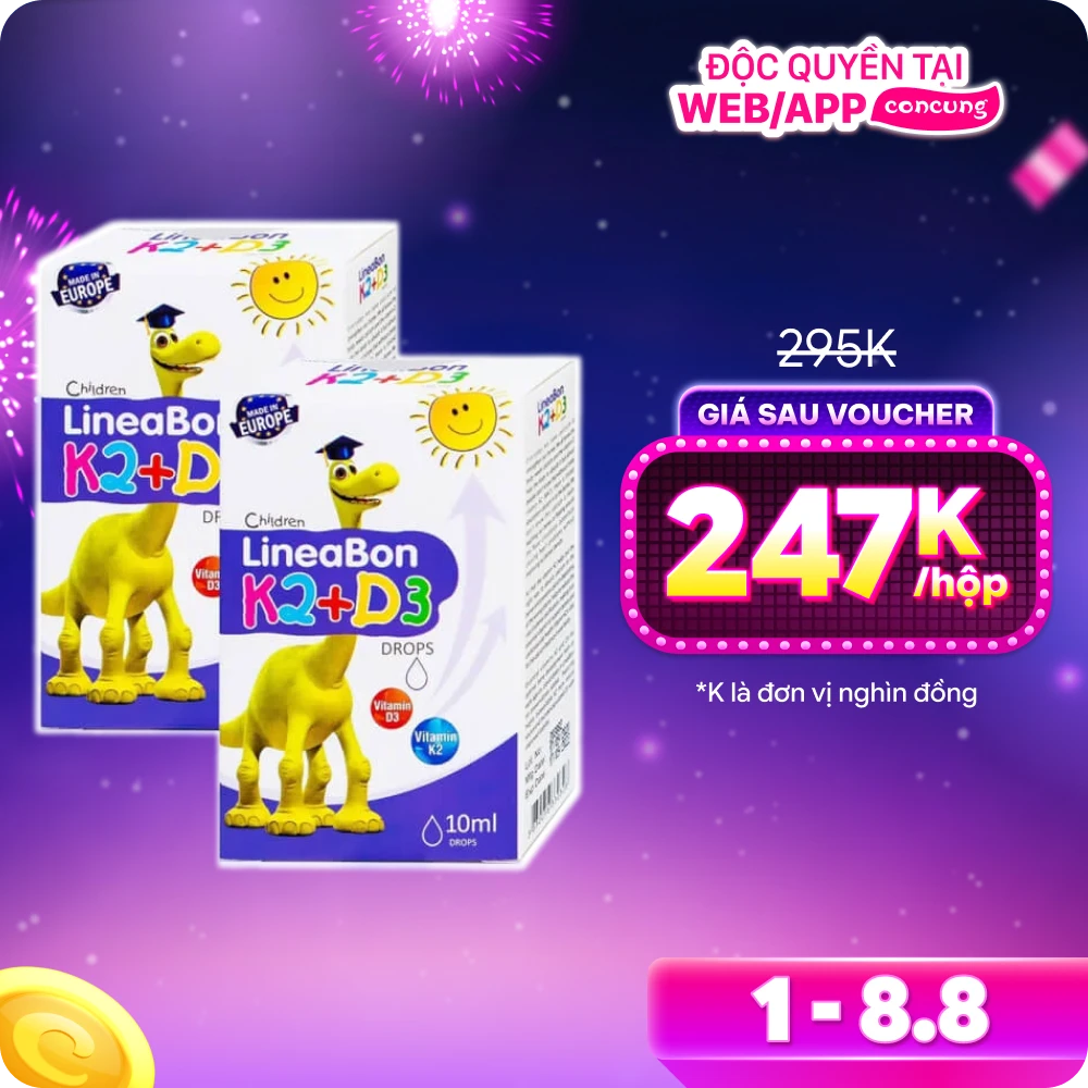 Combo 2 Vitamin D3 giúp tăng chiều cao cho bé Lineabon K2+D3