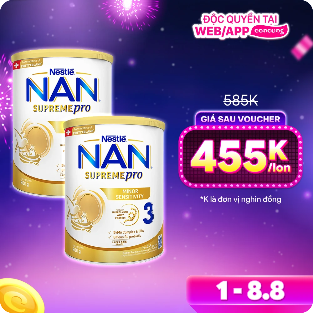 Combo 2 Sữa NAN SUPREME PRO số 3 800g (2-6 tuổi)