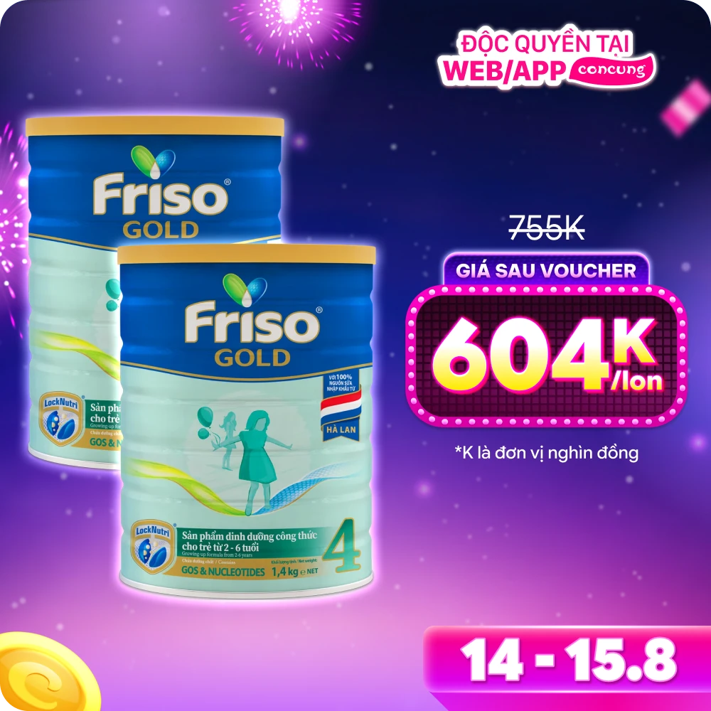 Combo 2 lon Friso Gold 4, 2 - 6 tuổi (1400gr)