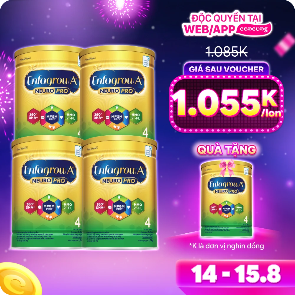 Combo 4 Sữa Enfagrow A+ số 4 1700g (2-6 tuổi) 2Flex