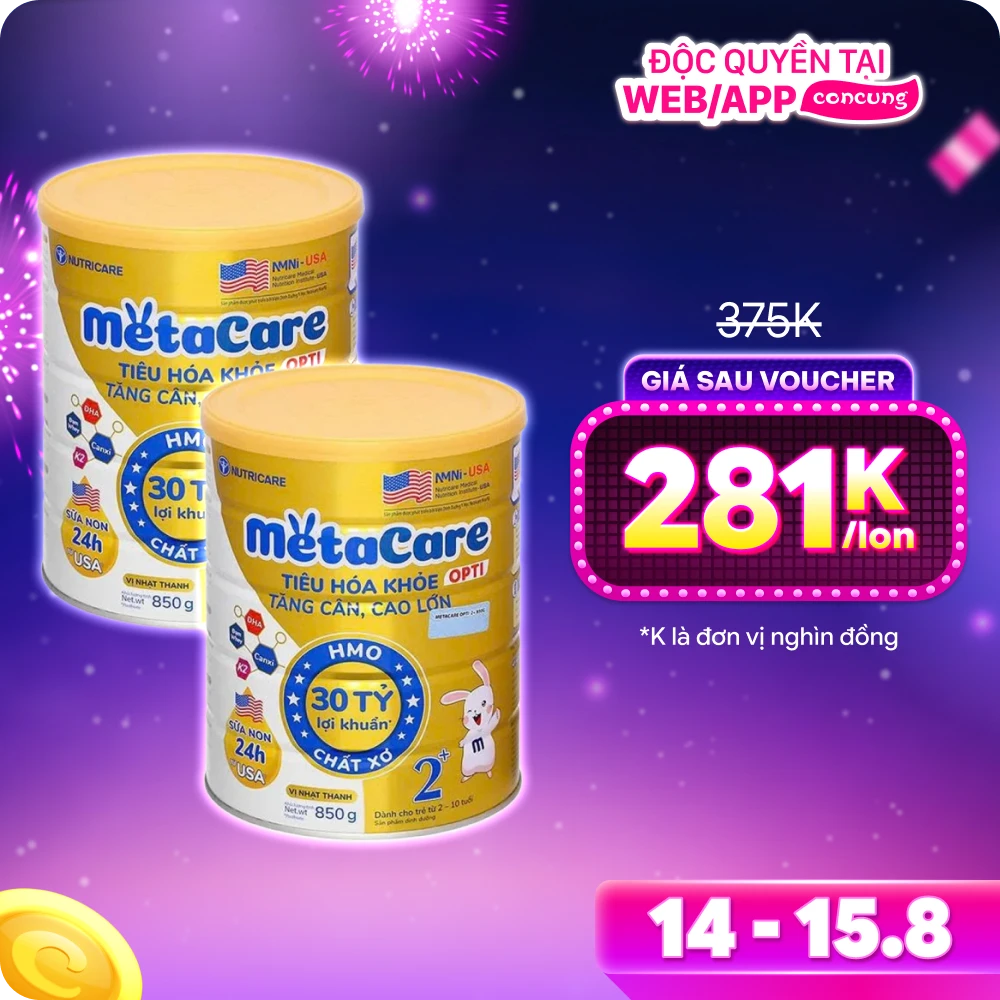 Combo 2 SPDD Metacare Opti 2+ 850g (Vàng)