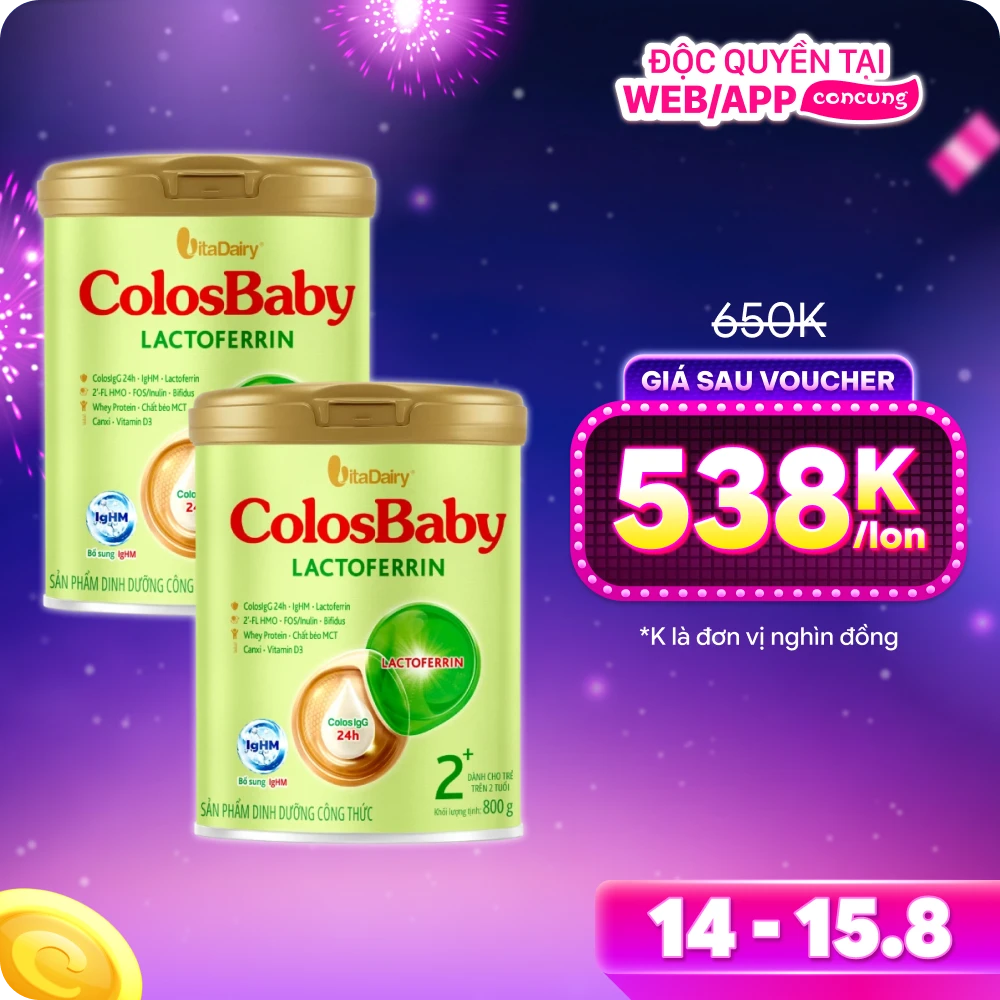 Combo 2 SPDD công thức ColosBaby Lactoferrin 2+ 800g