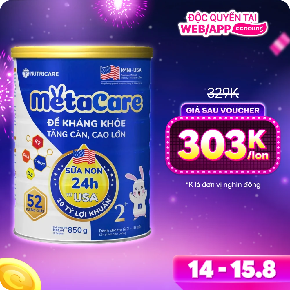 Sữa Metacare Eco 2+ 850g (2-3 tuổi)