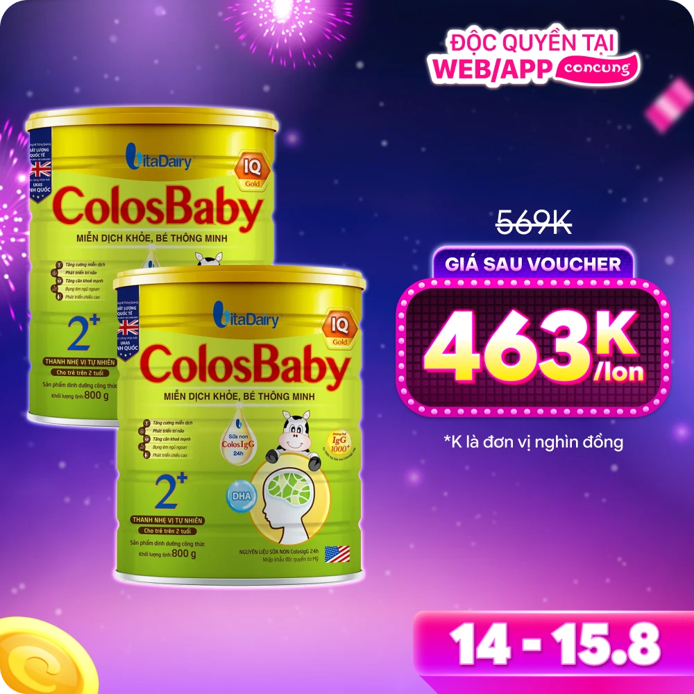 Combo 2 Sữa Colosbaby IQ Gold 2+ 800g (từ 2 tuổi)