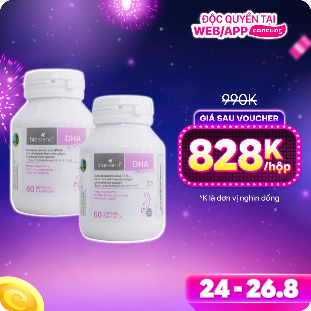 Combo 2 Thực phẩm bảo vệ sức khỏe BioIsland DHA For Pregnancy