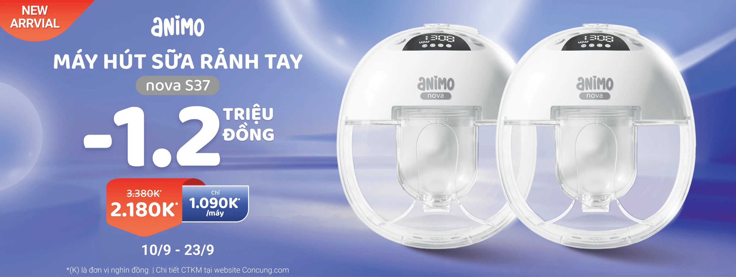 Banner Giảm 1.2 triệu Máy rảnh tay Animo Nova