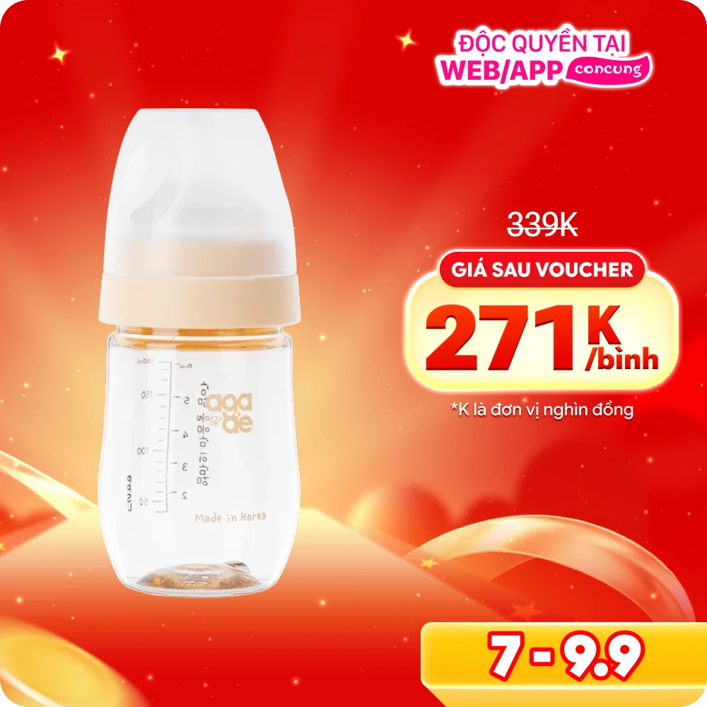 Bình sữa PPSU Aga-ae 180ml (Vàng)