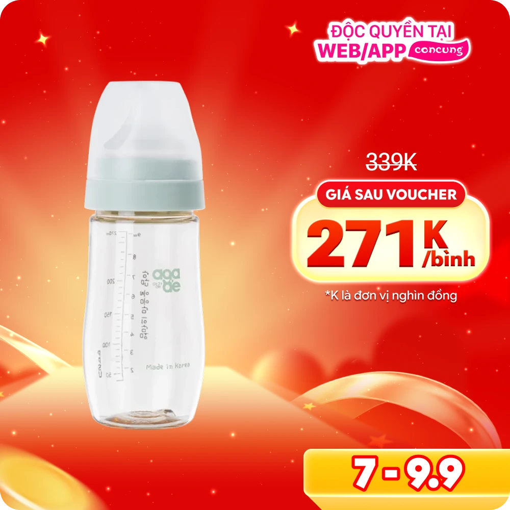 Bình sữa PPSU Aga-ae 270ml (Xanh)
