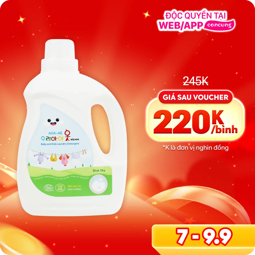 Nước giặt Hàn Quốc Aga-ae cho bé - Blue Sky 3L