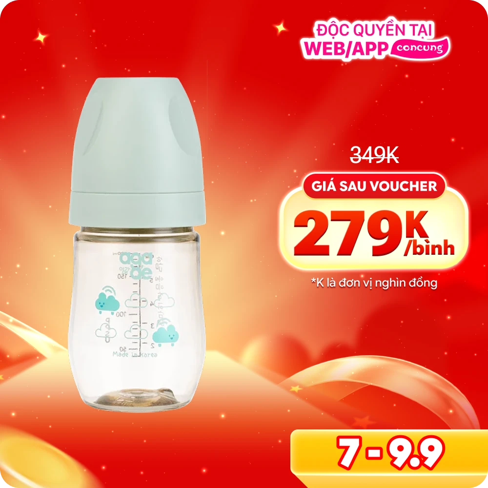 Bình sữa PPSU Aga-ae cao cấp 180ml (mây xanh)