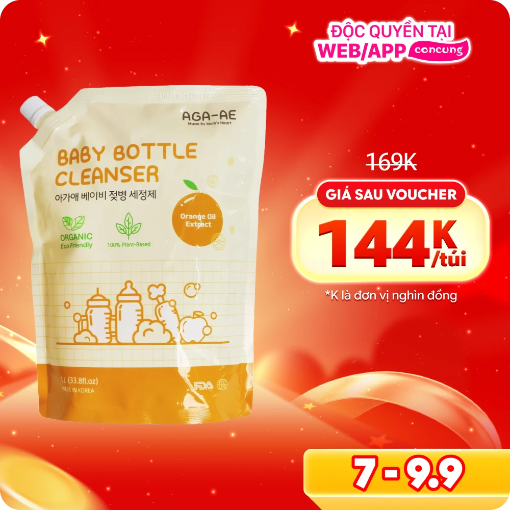 Nước rửa bình sữa AGA-AE hương cam - Túi 1L