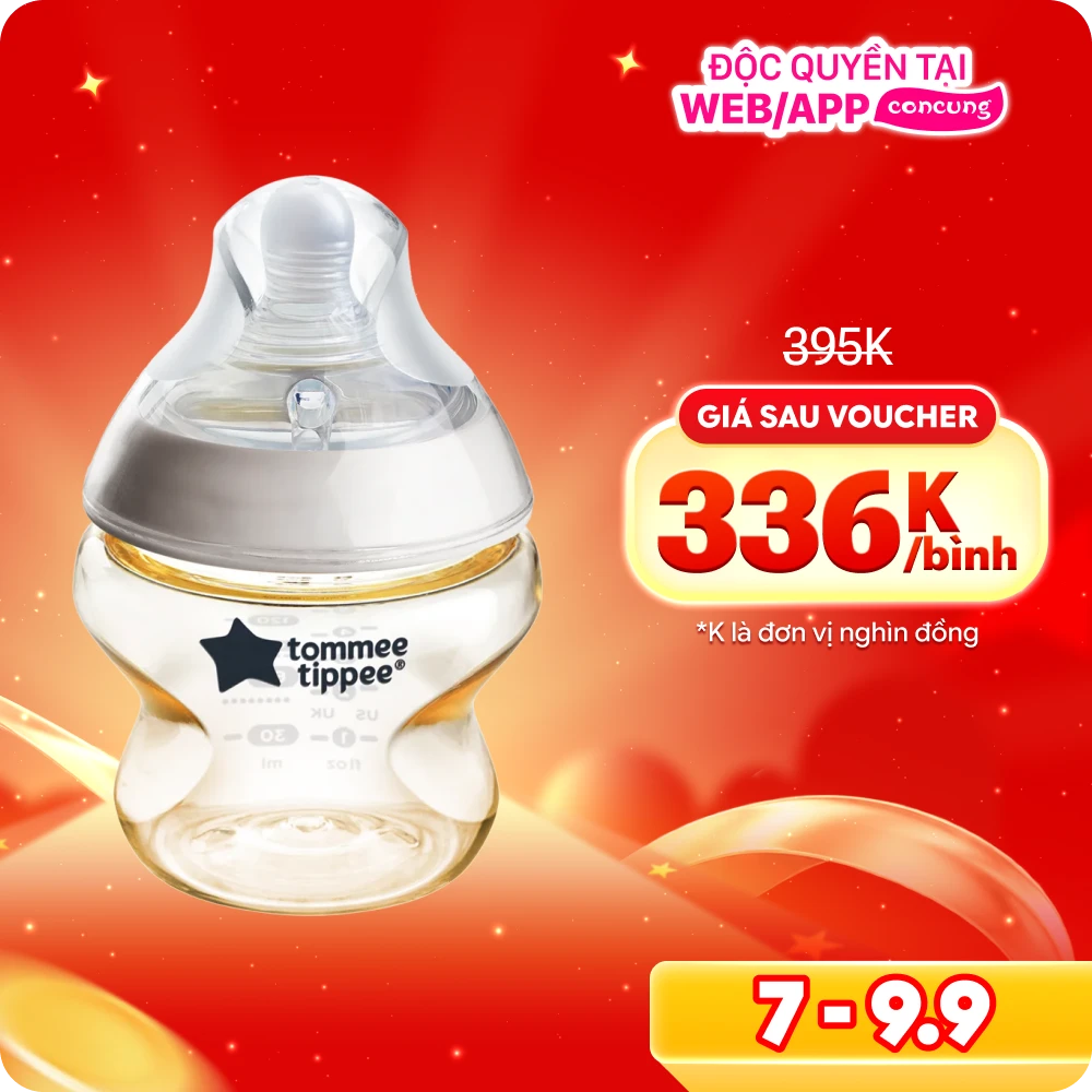 Bình Sữa PPSU Ty Siêu Mềm Tự Nhiên Tommee Tippee Natural Start 150ml, Núm Ty Đi Kèm 0-3 Tháng