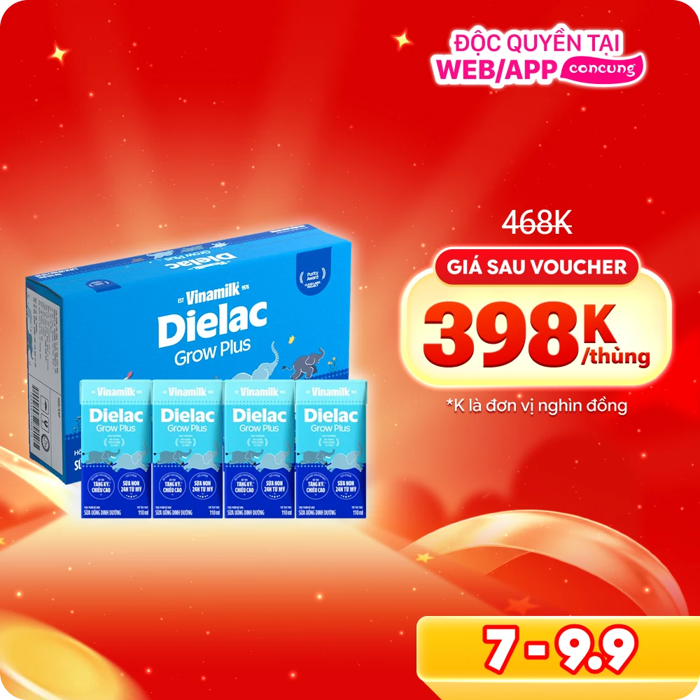 Thùng Sữa uống dinh dưỡng Dielac Grow Plus 110ml (Sữa Non) - Lốc 4 hộp