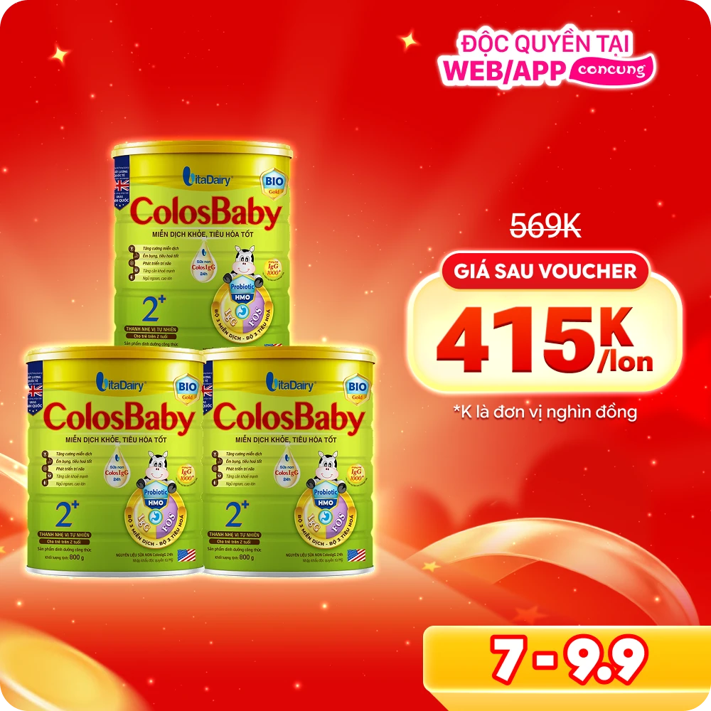 Combo 3 Sữa Colosbaby Bio Gold 2+ 800g (từ 2 tuổi)
