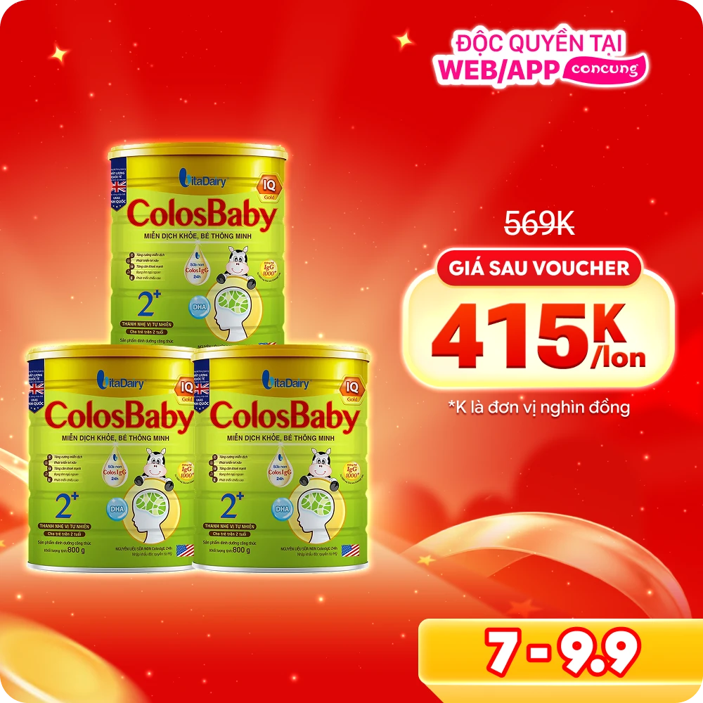 Combo 3 Sữa Colosbaby IQ Gold 2+ 800g (từ 2 tuổi)