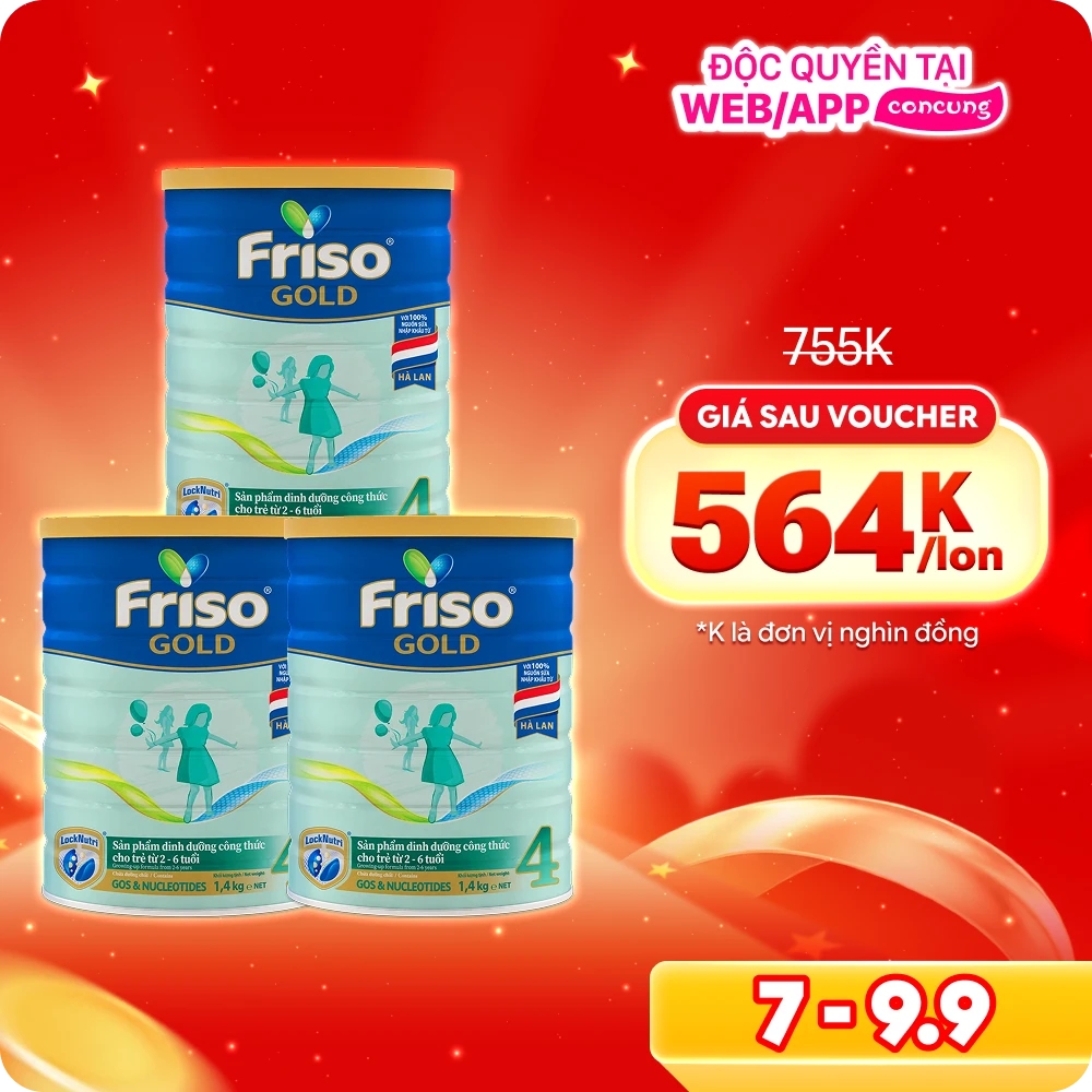 Combo 3 lon Friso Gold 4, 2 - 6 tuổi (1400gr)