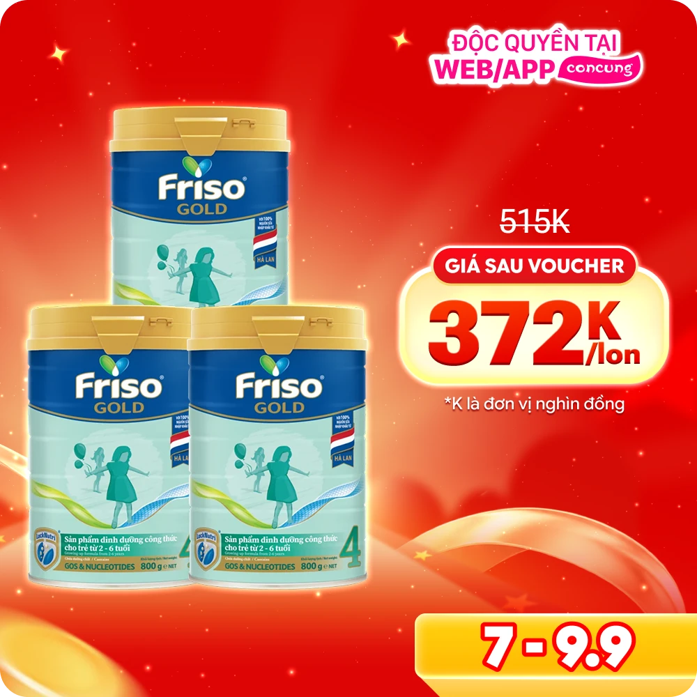 Combo 3 lon Friso Gold 4, 2 - 6 tuổi (800gr)