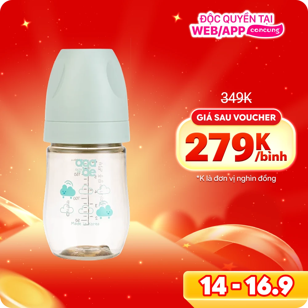 Bình sữa PPSU Aga-ae cao cấp 180ml (mây xanh)