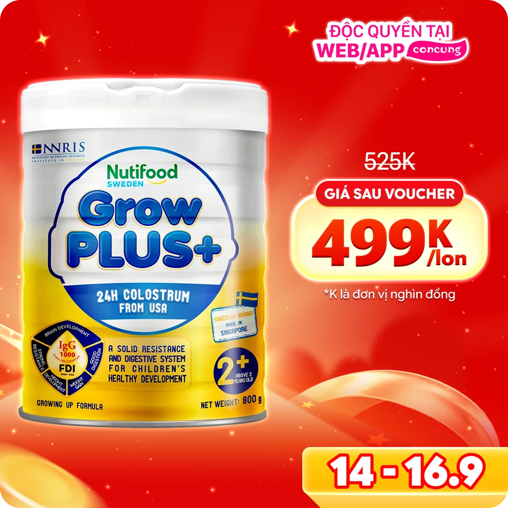 Sữa GrowPLUS+ Sữa Non Vàng 800g (Từ 2 tuổi)