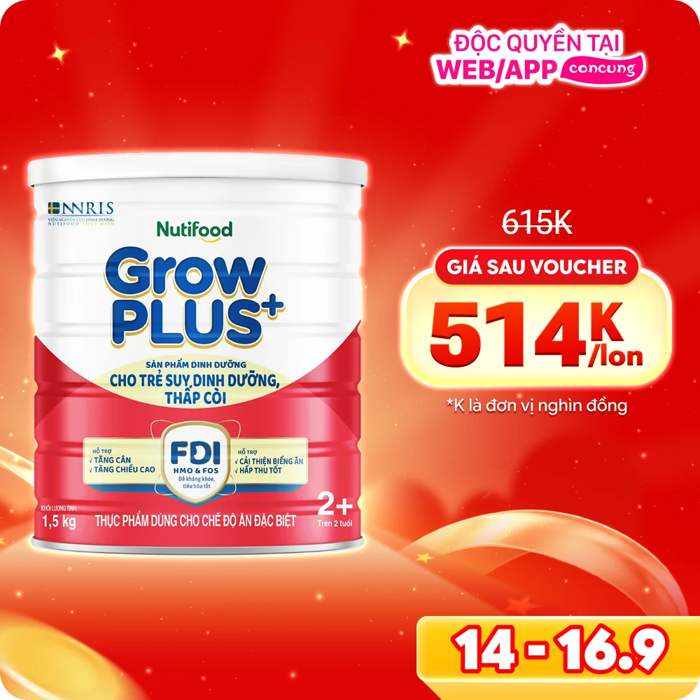 Sữa GrowPLUS+ Đỏ 2+ 1.5kg (Từ 2 tuổi) (giao bao bì ngẫu nhiên)