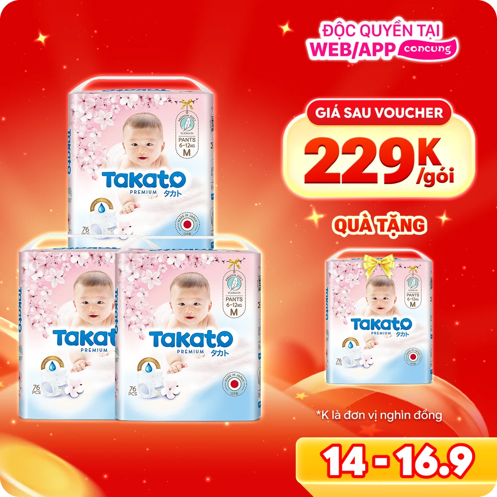 Tã quần Nhật Bản Takato siêu mềm mại (M, 76 miếng)